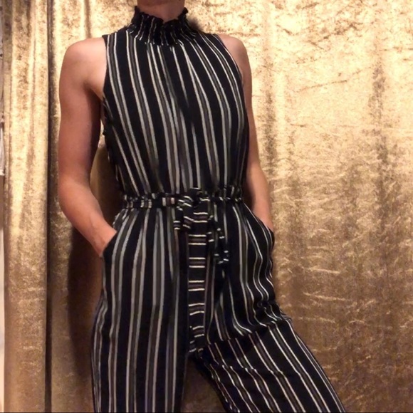 Pants & Jumpsuits Vertical Striped Black Jumpsuit Onsie Medium Poshmark
